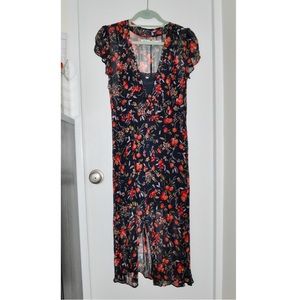 Kimchi Blue cherry Pattern Midi Dress in Red and Navy